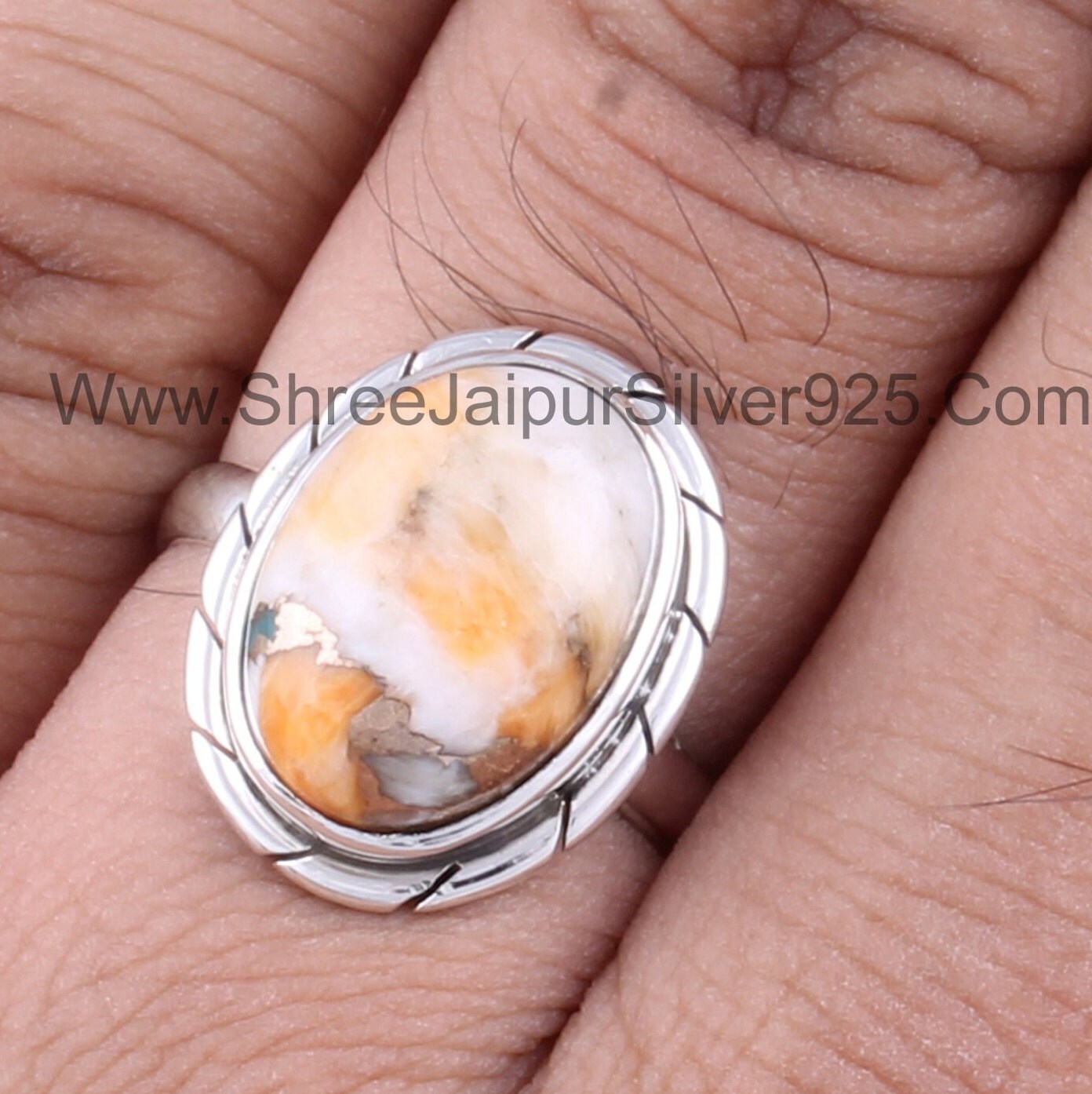 Oyster Kupfer Türkis Massiver 925 Sterling Silber Ring Für Frauen, Handgemachter Mix Oval Stone Hochzeitstag Geschenk Sie von ShreeJaipurSilver925