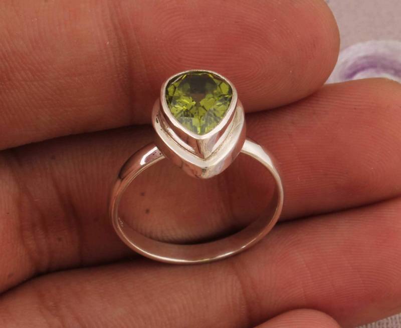 Peridot Sterling Silber Ring Edelstein Ring von ShreeJaipurSilver925