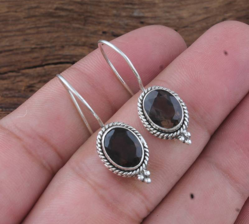Rauchquarz Sterling Silber Ohrringe Boho Ohrringe von ShreeJaipurSilver925