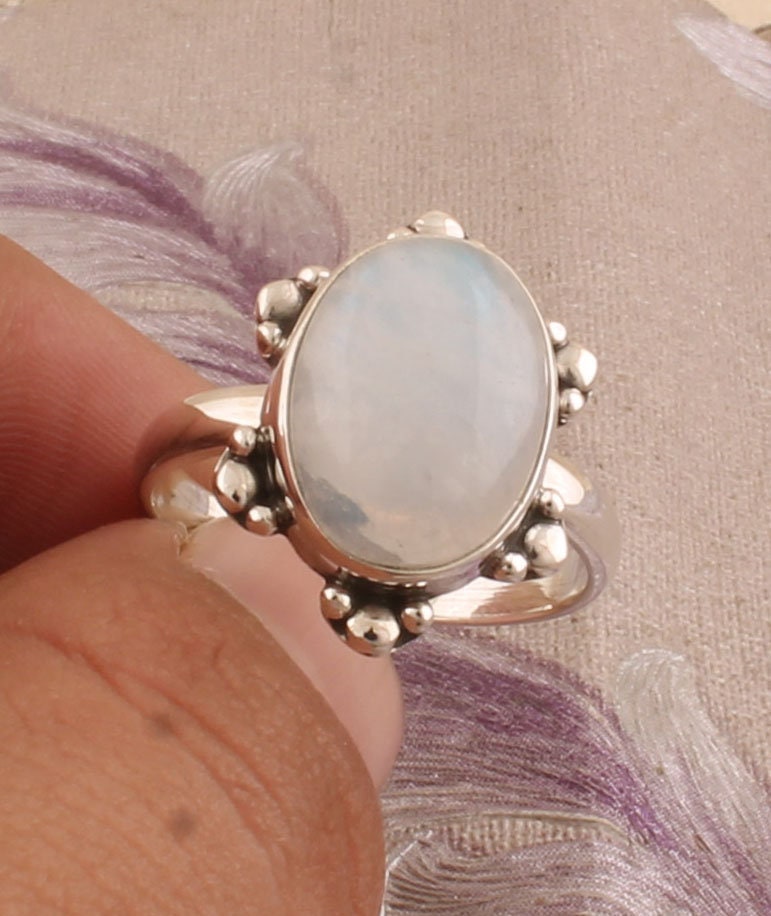 Regenbogen Mondstein Ring 925 Sterling Silber Boho Ring von ShreeJaipurSilver925