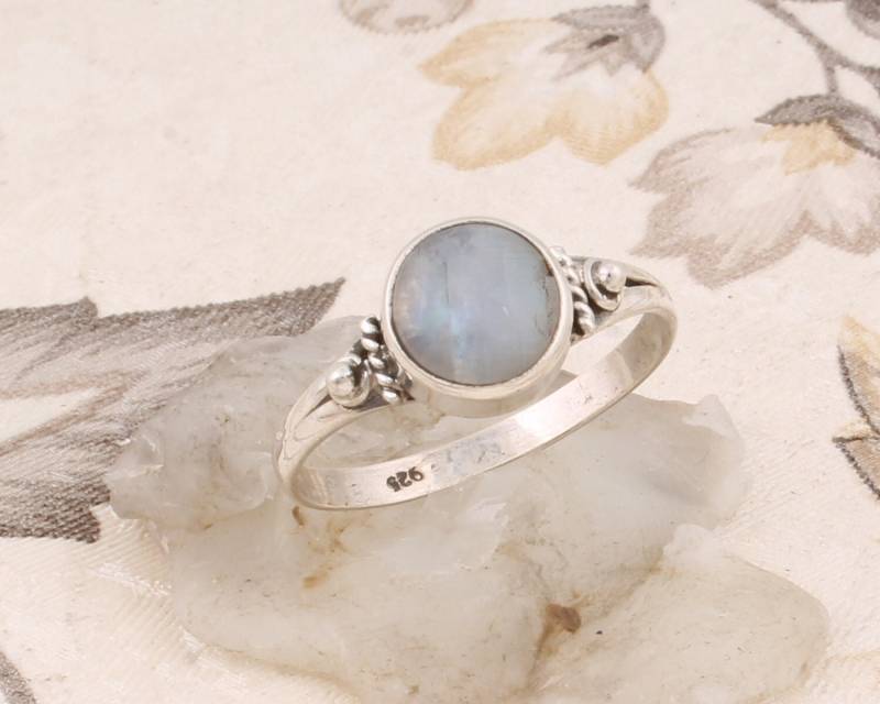 Regenbogen Mondstein Ring Massiver Sterling Silber Boho Edelstein Ring von ShreeJaipurSilver925