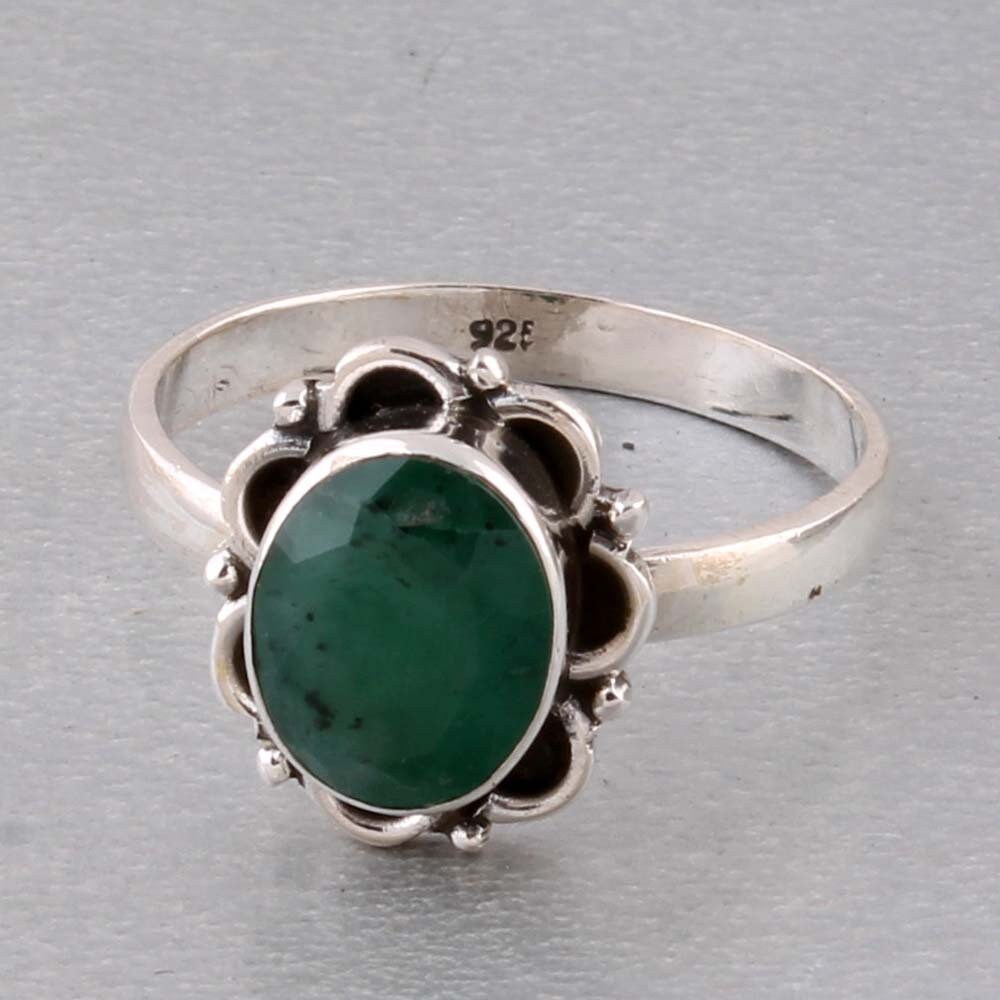 Smaragd 925 Sterling Silber Ring - Handgefertigter Boho Charm von ShreeJaipurSilver925