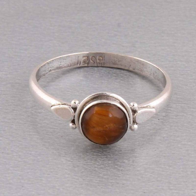 Tigerauge Ring Sterling Silber Boho Blatt Design von ShreeJaipurSilver925