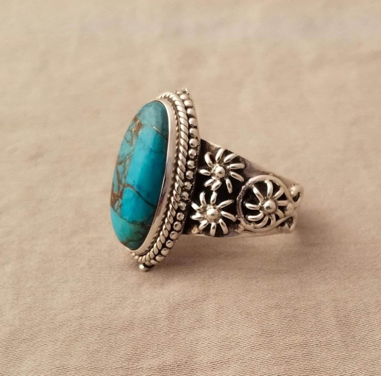 Türkis Sterling Silber Ring Gedrehtes Boho Band von ShreeJaipurSilver925