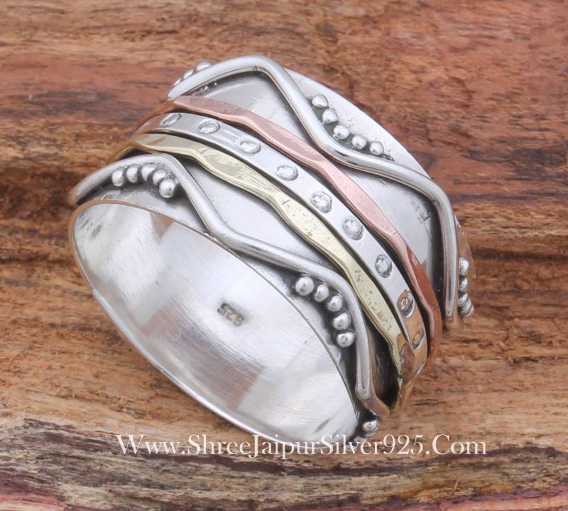 Wave Solid 925 Sterling Silber Designer Spinner Ring Für Frauen Ringe Multi Perfektes Geschenk Sie von ShreeJaipurSilver925