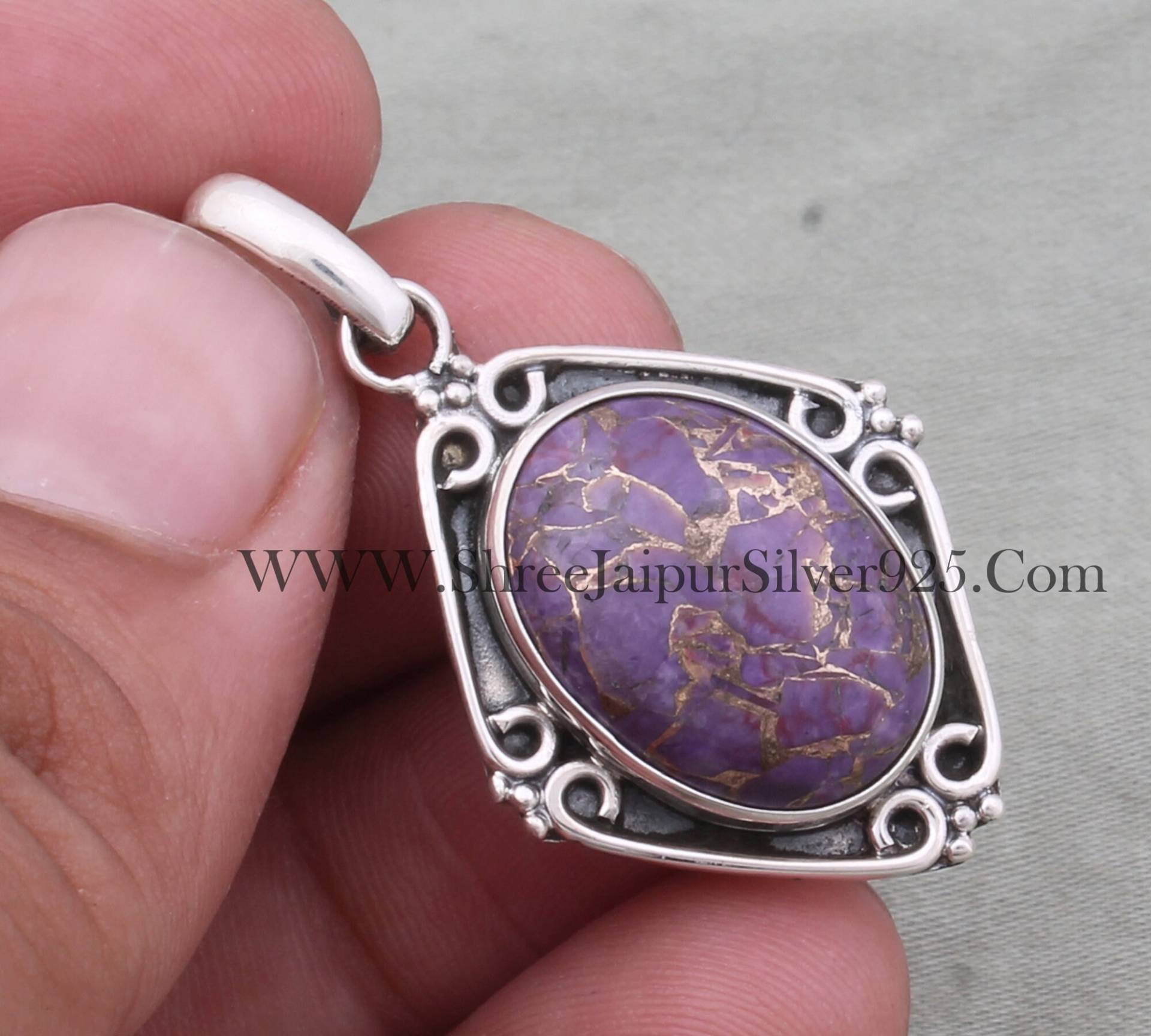 Zusammengesetzter Türkis Sterlingsilber Anhänger Boho Edelsteinschmuck von ShreeJaipurSilver925