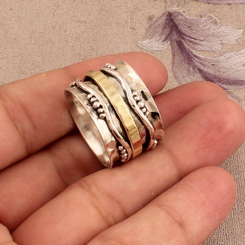 sterling Silber Spinner Ring Handgefertigter Boho Meditation Ring von ShreeJaipurSilver925