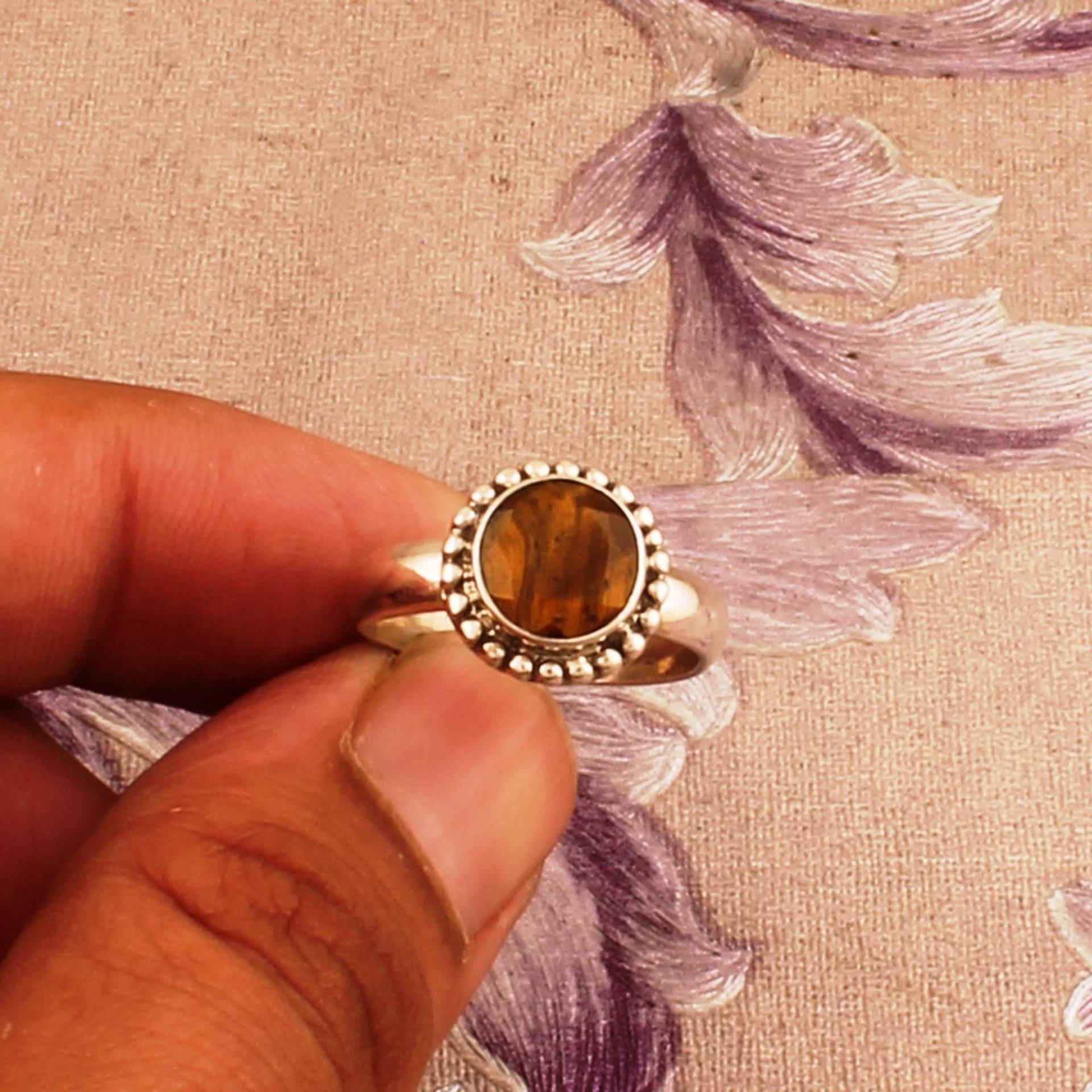 sterling Silber Tigerauge Ring - Boho Edelstein von ShreeJaipurSilver925