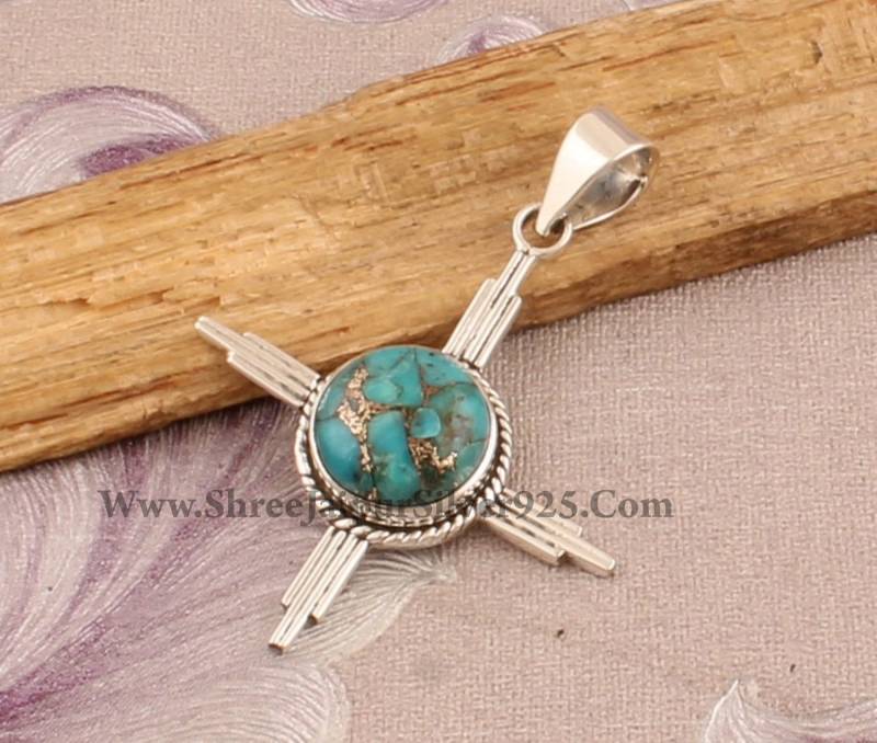 sterling Silber Türkis Anhänger Handgefertigter Boho Charm von ShreeJaipurSilver925