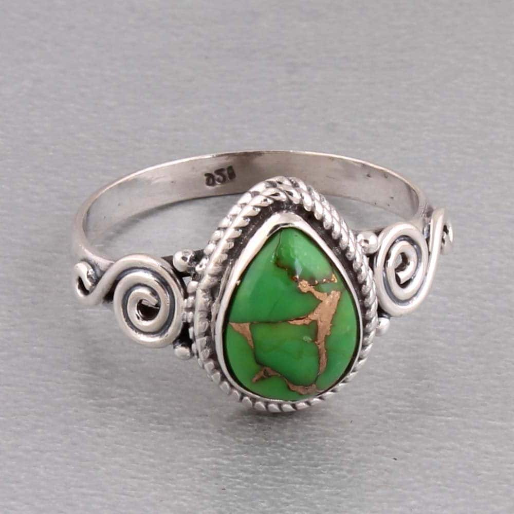 sterling Silber Türkis Ring Boho Edelstein Schmuck von ShreeJaipurSilver925