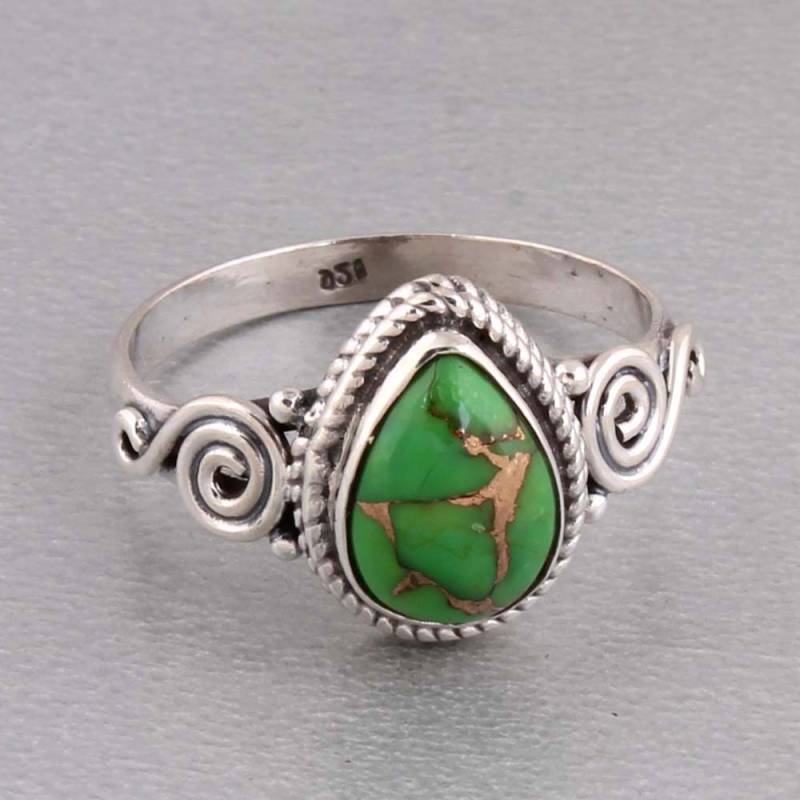 sterling Silber Türkis Ring Boho Edelstein Schmuck von ShreeJaipurSilver925