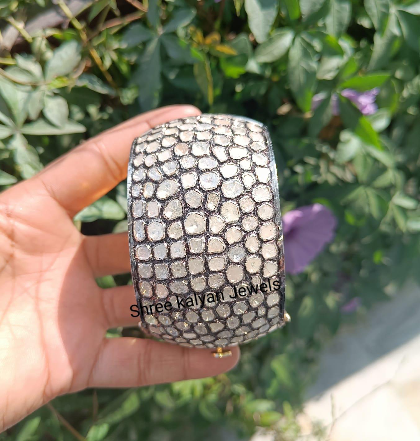 Natürlicher Diamant Polki Cuff Armreif Schmuck, Hochzeitsarmband & 925 Sterling Silber Schmuck Natürlicher Diamant Polki Cuff Armreif Schmuck, Hochzeitsarmband & 925 Sterling Silber Schmuck von ShreeKalyanJewels
