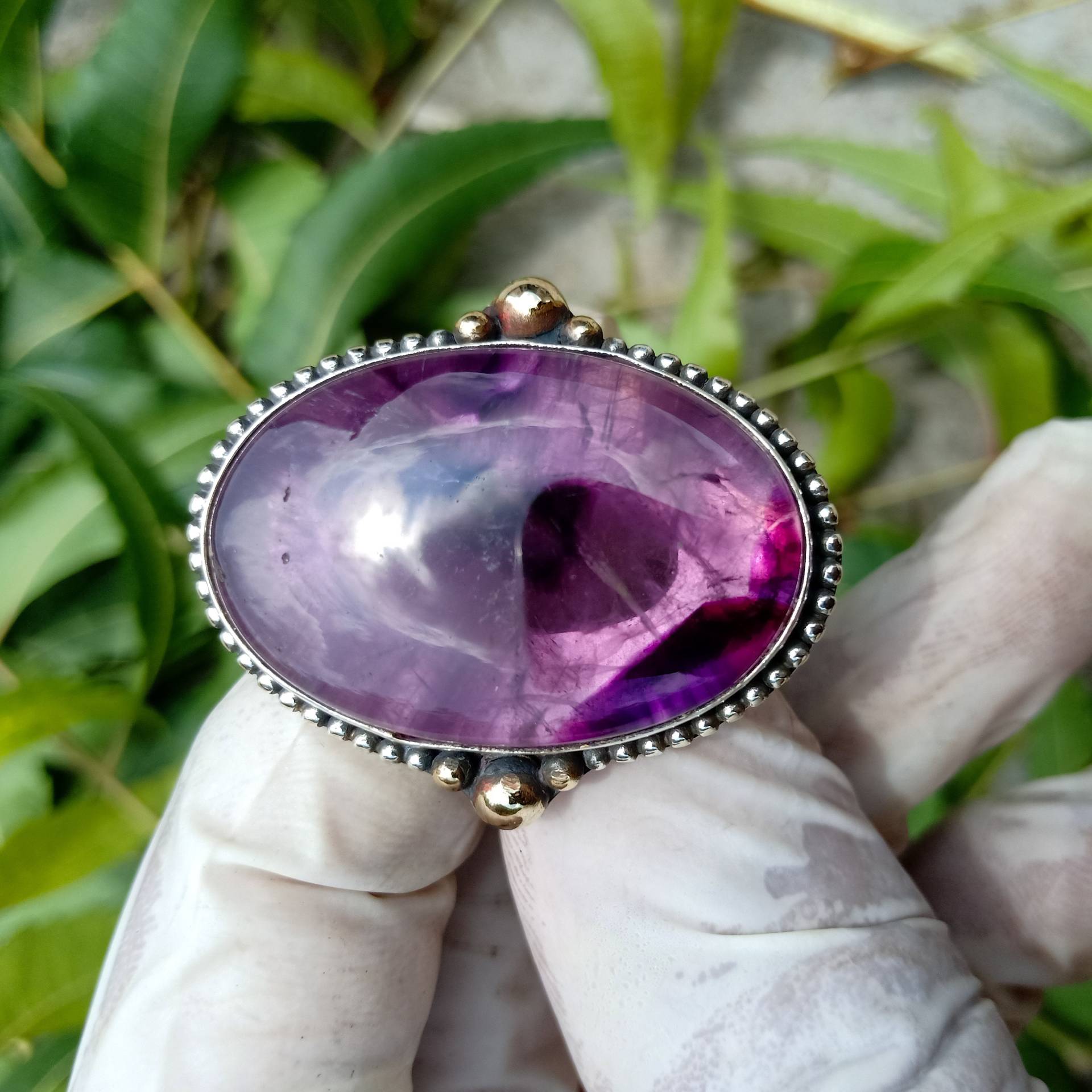 Amethyst Ring, 925 Sterling Silber Überzogener Ehering, Stapelbarer Frauenring, Für Mädchen, Boho Sie von Shreenarayana