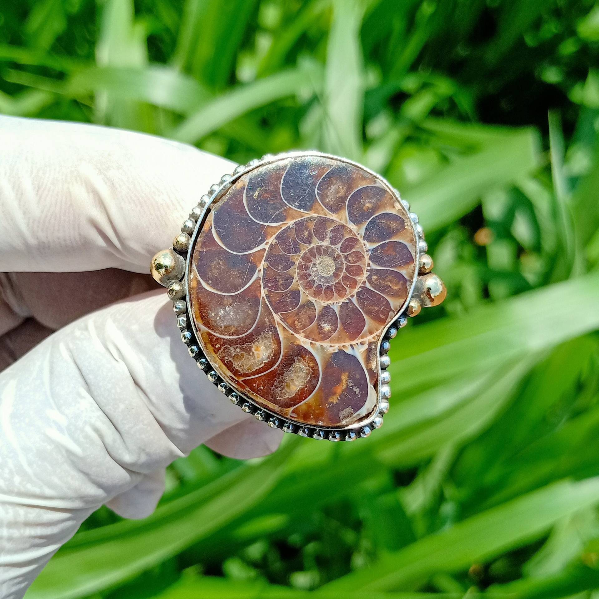 Ammonit Ring, Statement 925 Sterling Versilbert, Ehering, Hochzeitsgeschenk, Geburtstagsgeschenk, Hochzeitsband, Muttertag, Mädchenring von Shreenarayana