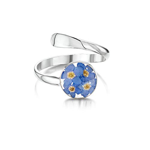 Shrieking Violet Vergissmeinnicht Ring Sterling-Silber 925 Verstellbar mit Vergissmeinnicht Blumen Echter Blumenschmuck von Shrieking Violet
