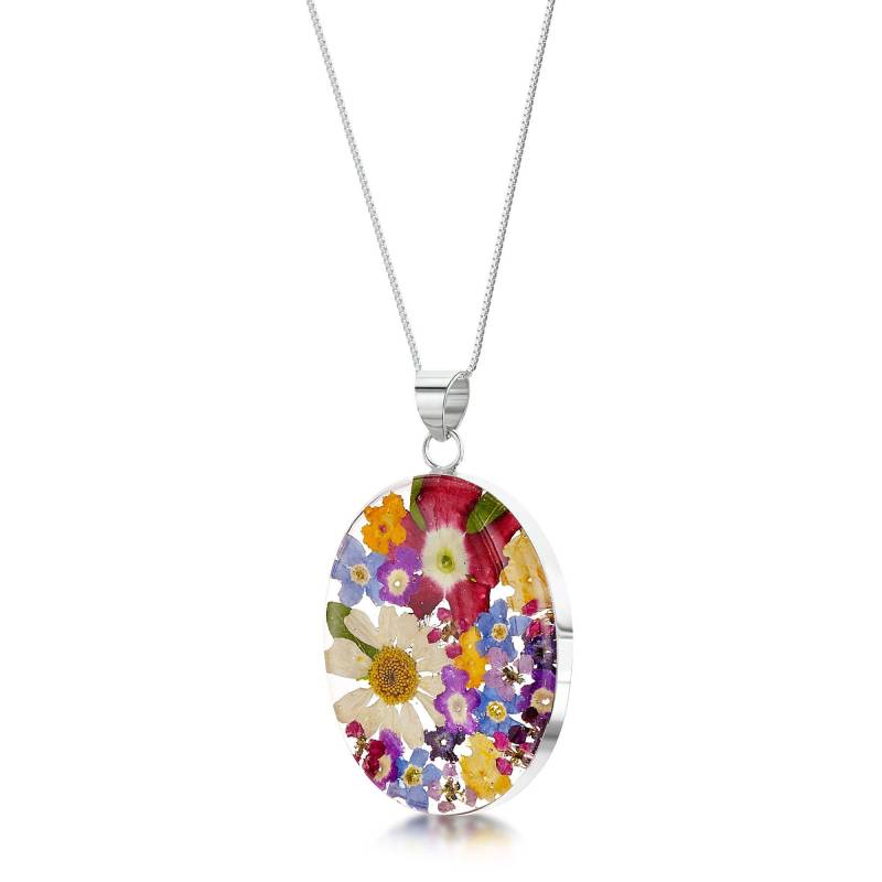 Echte Silber Oval Halskette Mit Blumen | Shrieking Violet® von ShriekingVioletLtd