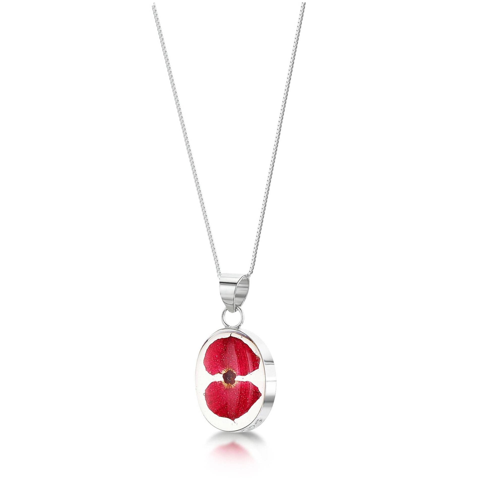 Halskette Mit Mohnblume Von Shrieking Violet® Oval Anhänger Kette & Geschenkbox von ShriekingVioletLtd