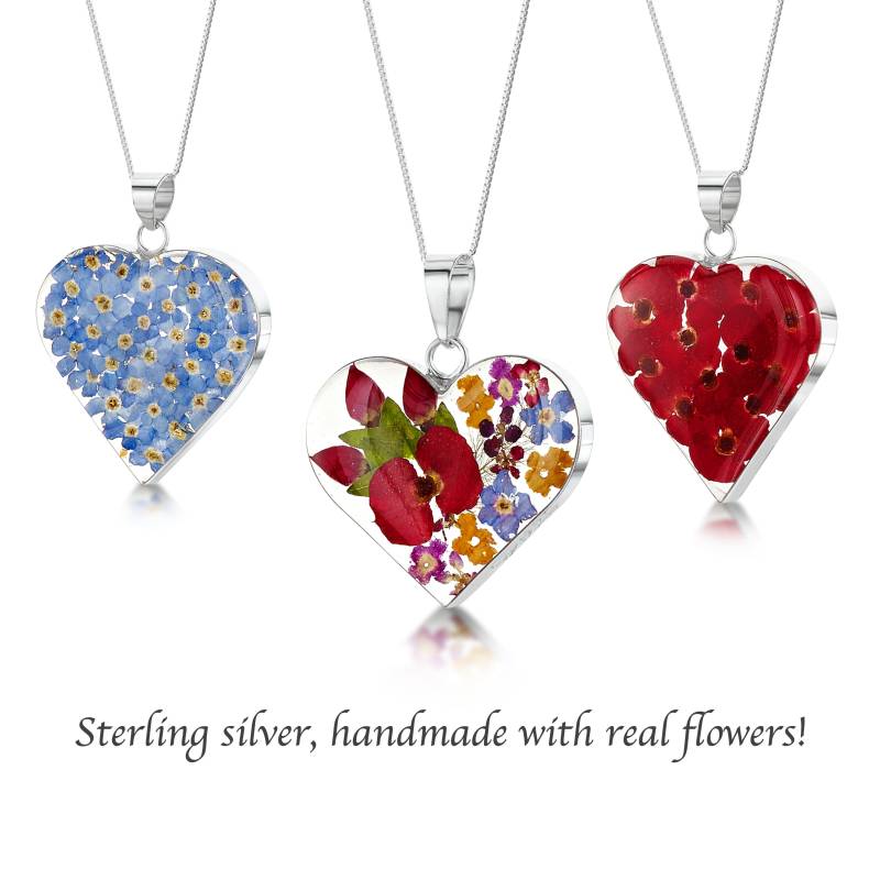 Herz-Halskette Aus Sterlingsilber Mit Echten Blumen Von Shrieking Violet® von ShriekingVioletLtd