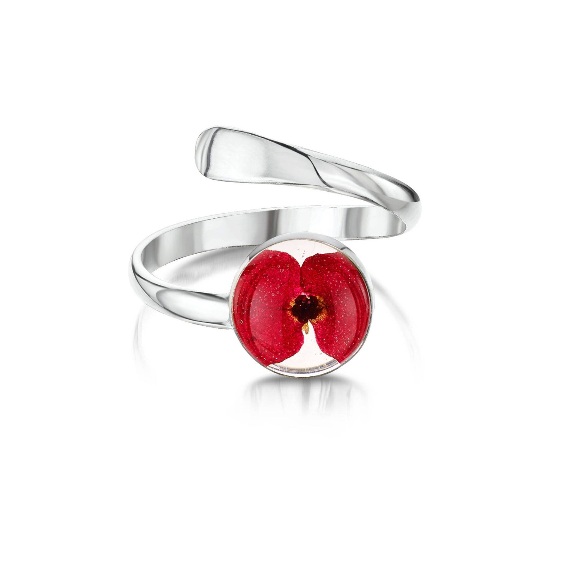 Mohnblume Ring Von Shrieking Violet® Größenverstellbarer - Echter Blütenschmuck von ShriekingVioletLtd