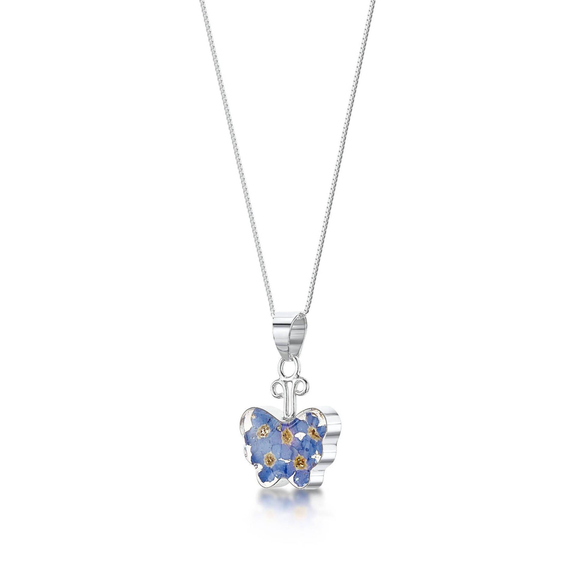 Silber Anhänger Halskette - Vergissmeinnicht Klein Schmetterling Von Shrieking Violet® von ShriekingVioletLtd