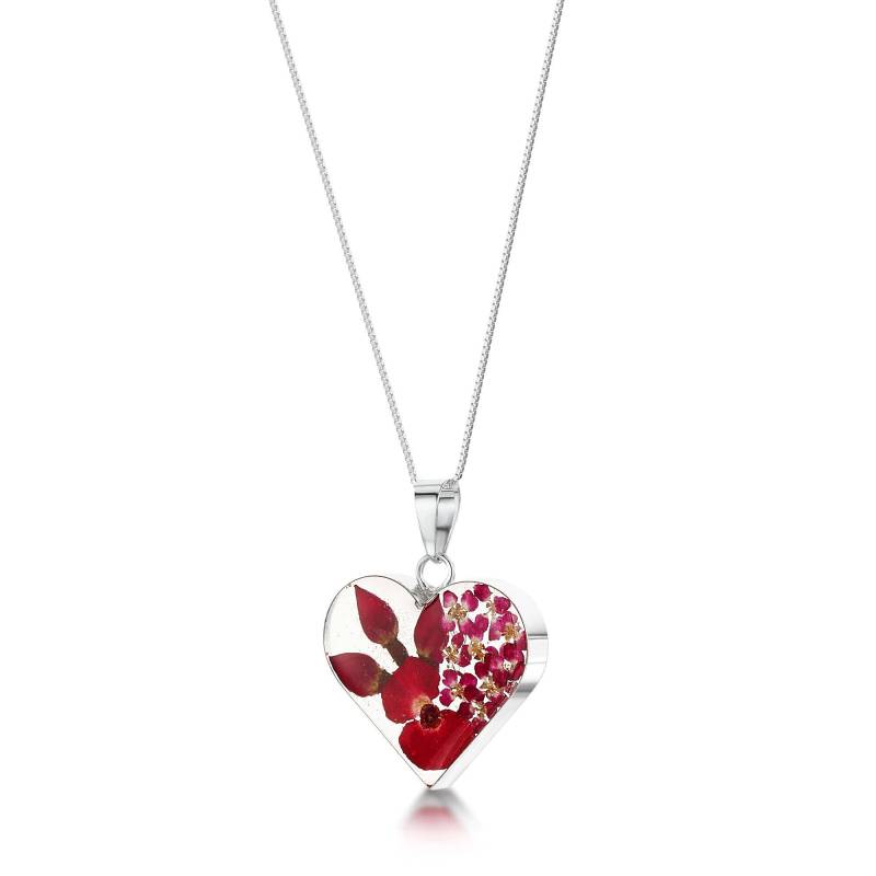 sterling Silber Poppy & Rose Herz-Anhänger-Halskette von ShriekingVioletLtd