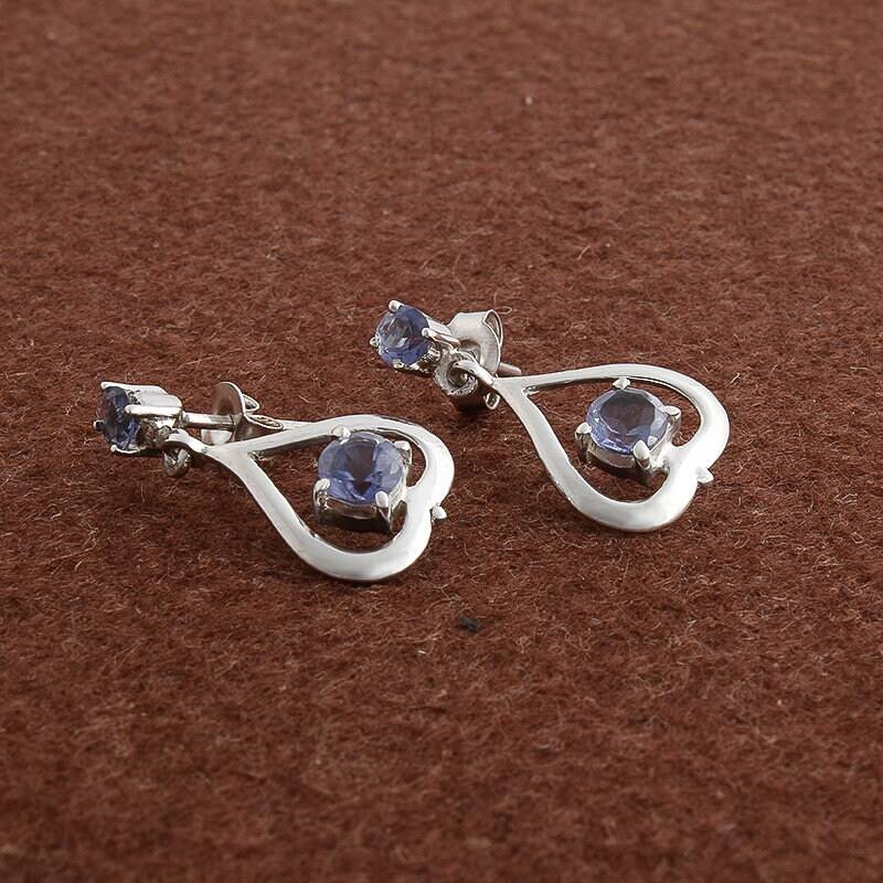 Valentinstag Sale Sterling Silber Ohrringe, Iolite Dangle Edelstein Ohrringe von ShrimJewels