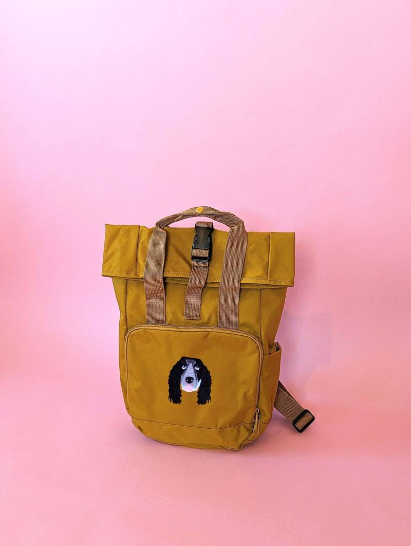 Benutzerdefinierte Haustier-Porträt-Rucksack | Recycled Gestickter Mini Haustier Porträt Rucksack Großer Portrait von ShrimplyCreative