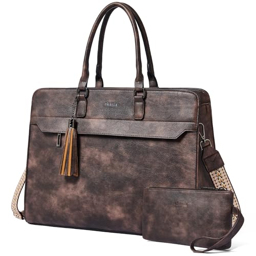 Shrrie 15.6in-Laptoptasche ür Männer und Frauen anwendbar, wasserfeste Arbeitstasche LaptopTote Bag, Aktentasche mit Satchel Purse PU Leder Businesstasche Arbeitstasche Büro Schule von Shrrie