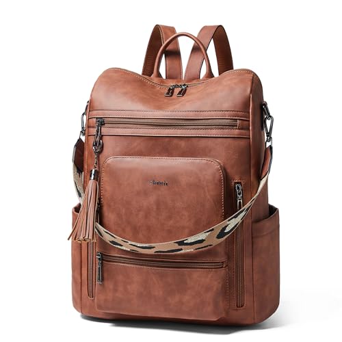 Shrrie Business Computer Rucksäcke 15,6 Zoll Laptop-Rucksack,Damen aus Leder mit Laptopfach,Reiserucksack Lederrucksack Computer-Rucksack mit Geldbörse Wasserdicht für Arbeit Business Uni Reise Büro von Shrrie