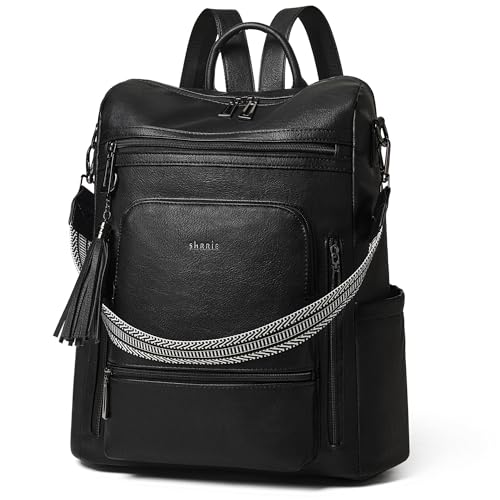 Shrrie Business Computer Rucksäcke 15,6 Zoll Laptop-Rucksack,Damen aus Leder mit Laptopfach,Reiserucksack Lederrucksack Computer-Rucksack mit Geldbörse Wasserdicht für Arbeit Business Uni Reise Büro von Shrrie