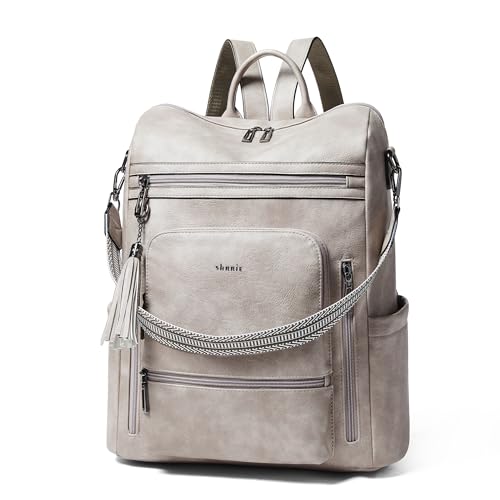 Shrrie Business Computer Rucksäcke 15,6 Zoll Laptop-Rucksack,Damen aus Leder mit Laptopfach,Reiserucksack Lederrucksack Computer-Rucksack mit Geldbörse Wasserdicht für Arbeit Business Uni Reise Büro von Shrrie