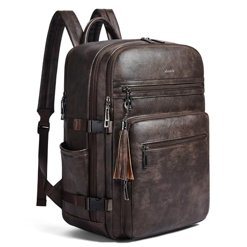 Shrrie Laptop-Rucksack für Frauen,Eleganter Tagesrucksack PU-leder Computer Rucksäcke passt 16" Laptop, wasserdicht Lehrer Krankenschwester Casual Daypack für Weekender Camping Reisen von Shrrie