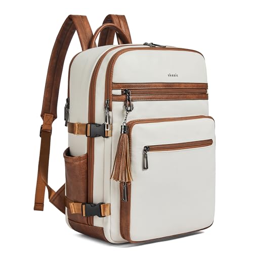 Shrrie Laptop-Rucksack für Frauen,Eleganter Tagesrucksack PU-leder Computer Rucksäcke passt 16" Laptop, wasserdicht Lehrer Krankenschwester Casual Daypack für Weekender Camping Reisen von Shrrie