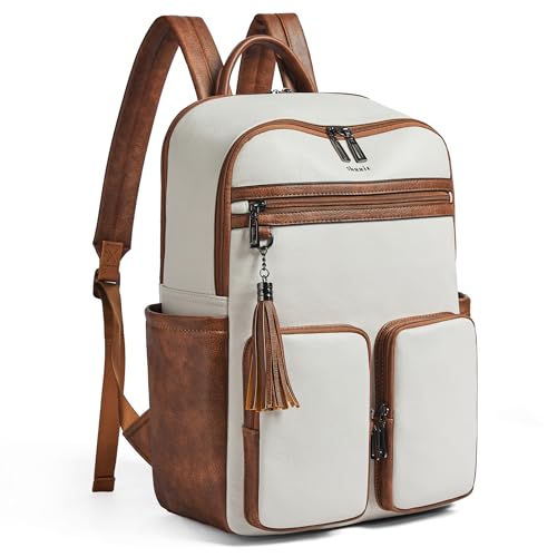 Shrrie Laptop Rucksack für Frauen 16 Zoll, Vegan Leder Reise Rucksack Tasche Arbeit Business Computer Rucksäcke Lehrer Krankenschwester College Laptop Buchtasche Casual Tagessack von Shrrie