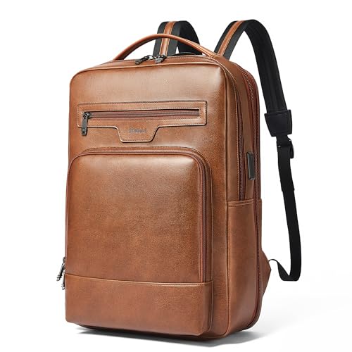 Shrrie Leder Laptop Rucksack für Frauen und Männer, 16 Zoll Computer Rucksack, 28 L erweiterbarer Reise Rucksack für die Arbeit Business von Shrrie