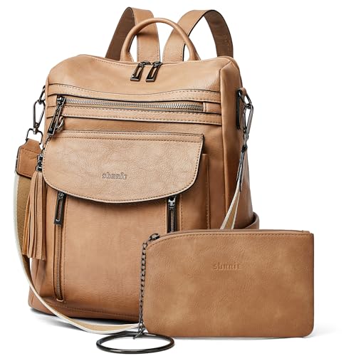 Shrrie Rucksack und Geldbörse für Damen, modischer Rucksack aus Leder, Designer-Reiserucksack, wandelbare Schultertasche, 12.5 x 5 x 13 inches von Shrrie