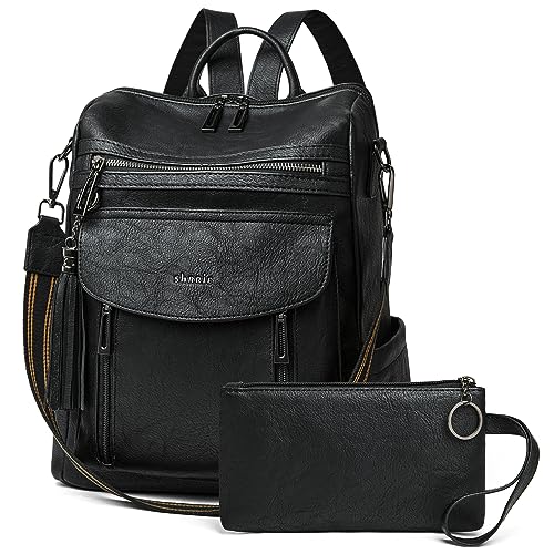 Shrrie Rucksack und Geldbörse für Damen, modischer Rucksack aus Leder, Designer-Reiserucksack, wandelbare Schultertasche, L 12.5 x W 5 x H 13 inches von Shrrie