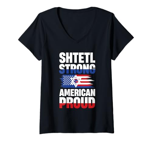Damen Shtetl Star-Flaggen-Design T-Shirt mit V-Ausschnitt Damen Shtetl Star-Flaggen-Design T-Shirt mit V-Ausschnitt von Shtetl Heritage American Unity Strength