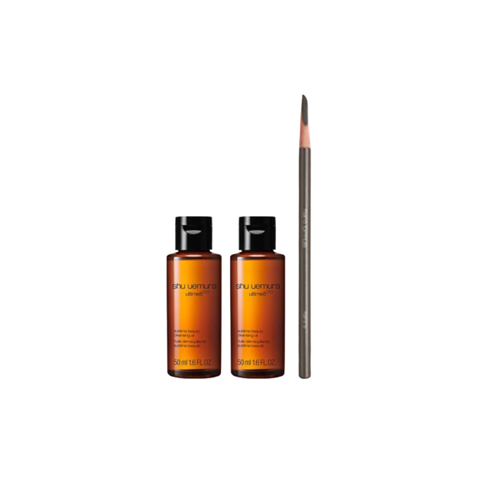 Shu Uemura Hero Set E ( Ultime8 Sublime Beauty Cleansing Oil - 50ml (2pcs)  & H9 Hard Formula Eyebrow Pencil - 02 Seal Brown ) von Shu Uemura