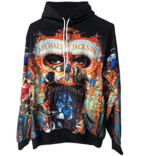 Dangerous Gefährliche Gefährlich Hoodies Sweatshirt Sportwear Männer mit 3D Druck Tops Punk Hip Pop Lässig Dünnes Männer Frauen Sweatshirt(XL, MJ Hoodies) von Shuanghao