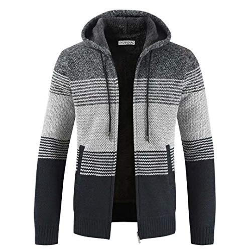 Herren Hoodie mit Kapuze Pullover Pulli Strick-Sweatshirt-Strickjacke-Cardigan, Freizeit-Winter-Kapuzen-Pulli-Strick-Jacke, Fleece-Innenseite Outdoor Herren Kapuzenjacke für Hoodie (S, Dunkelgrau) von Shuanghao