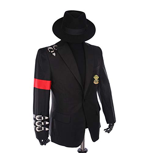 Shuanghao Michael Jacks** Billie Jeans Kostüme Anzugjacken Jacket Top+Geschenke（Hat+Glove） für Erwachsene Kinder Puppe Weihnachten Halloween Cosplay Michael Jacks** Tanzkostüme Mäntel Outfits 150cm von Shuanghao