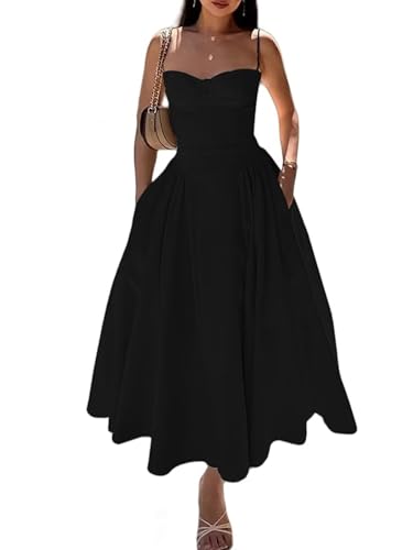 Shuanghao Sommerkleider für Damen Sexy Korsett Ärmellos Spaghettiträger Swing A-Linie Midi Sonnenkleid Chic Elegant Freizeitkleid Böhmisch Beach Langes Kleid Mit Taschen Schwarz L Shuanghao Sommerkleider für Damen Sexy Korsett Ärmellos Spaghettiträger Swing A-Linie Midi Sonnenkleid Chic Elegant Freizeitkleid Böhmisch Beach Langes Kleid Mit Taschen Schwarz L von Shuanghao