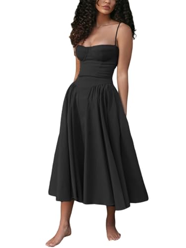 Shuanghao Sommerkleider für Damen Sexy Korsett Ärmellos Spaghettiträger Swing A-Linie Sonnenkleid Mit Taschen Chic Elegant Freizeitkleid Böhmisch Beach Midi Kleid Schwarz L Shuanghao Sommerkleider für Damen Sexy Korsett Ärmellos Spaghettiträger Swing A-Linie Sonnenkleid Mit Taschen Chic Elegant Freizeitkleid Böhmisch Beach Midi Kleid Schwarz L von Shuanghao