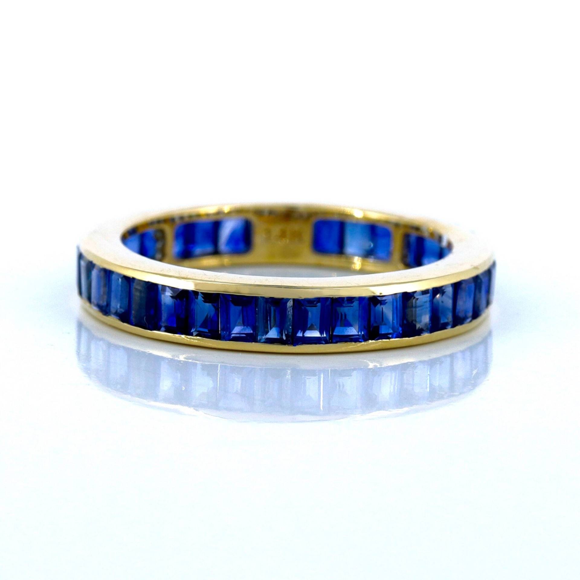 14K Gelbgold Wunderschöner Ring Set Mit Naturblauem Saphir, Ewigkeitsband, Verlobungsring, Trauring, Jubiläumsring, Blauer Saphir von Shubhkrishnajewels