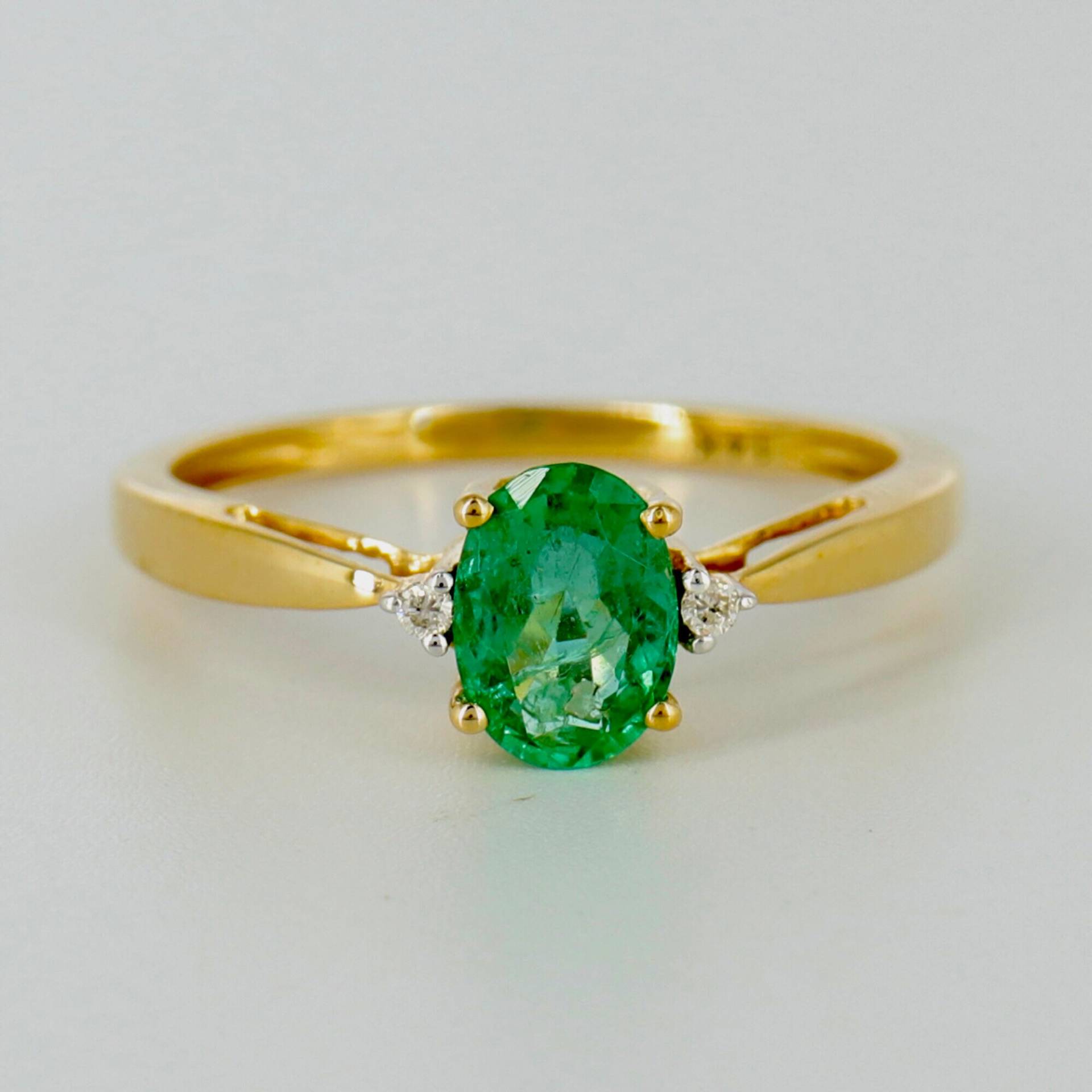 14K Gold Schöner Ring in Natürlichem Smaragd Und Natürlichen Diamanten, Feiner Schmuck, Verlobungsring, Mai Geburtsstein Massivem von Shubhkrishnajewels