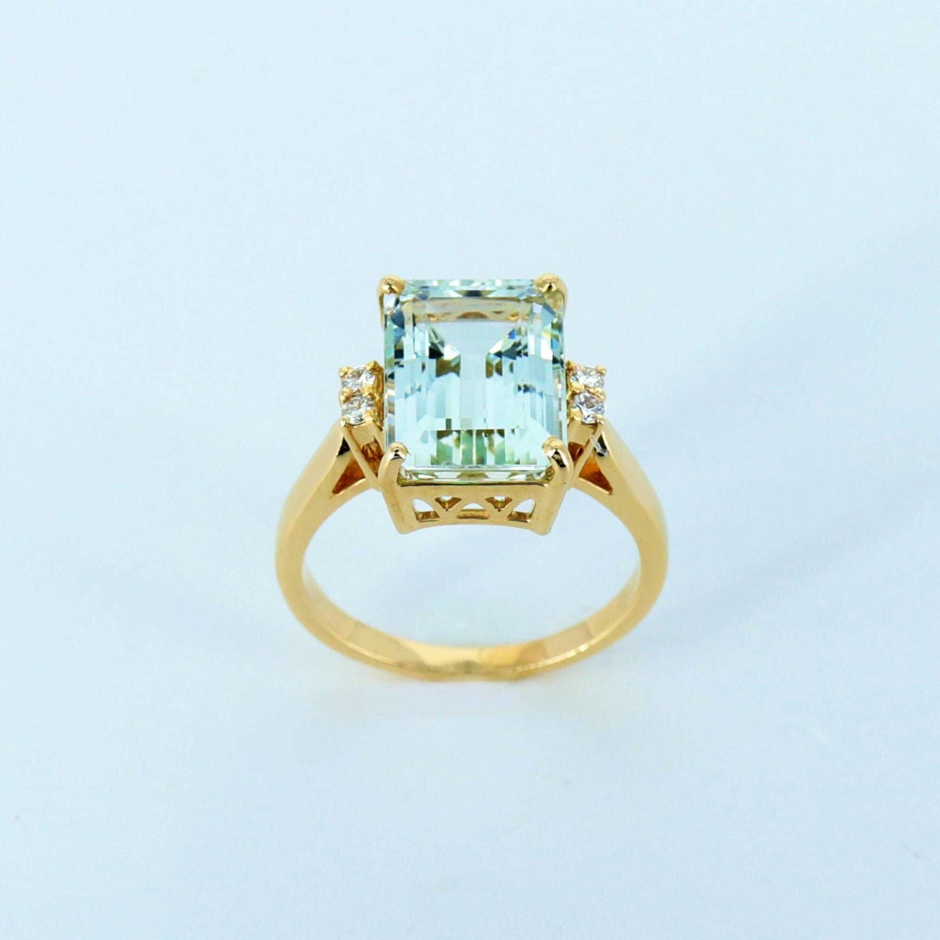 14K Massiv Gelbgold Ring Set Mit Aquamarin & Diamanten, Feiner Ring, Jahrestag Geschenke, Hochzeitsgeschenk, Juli Geburtsstein von Shubhkrishnajewels