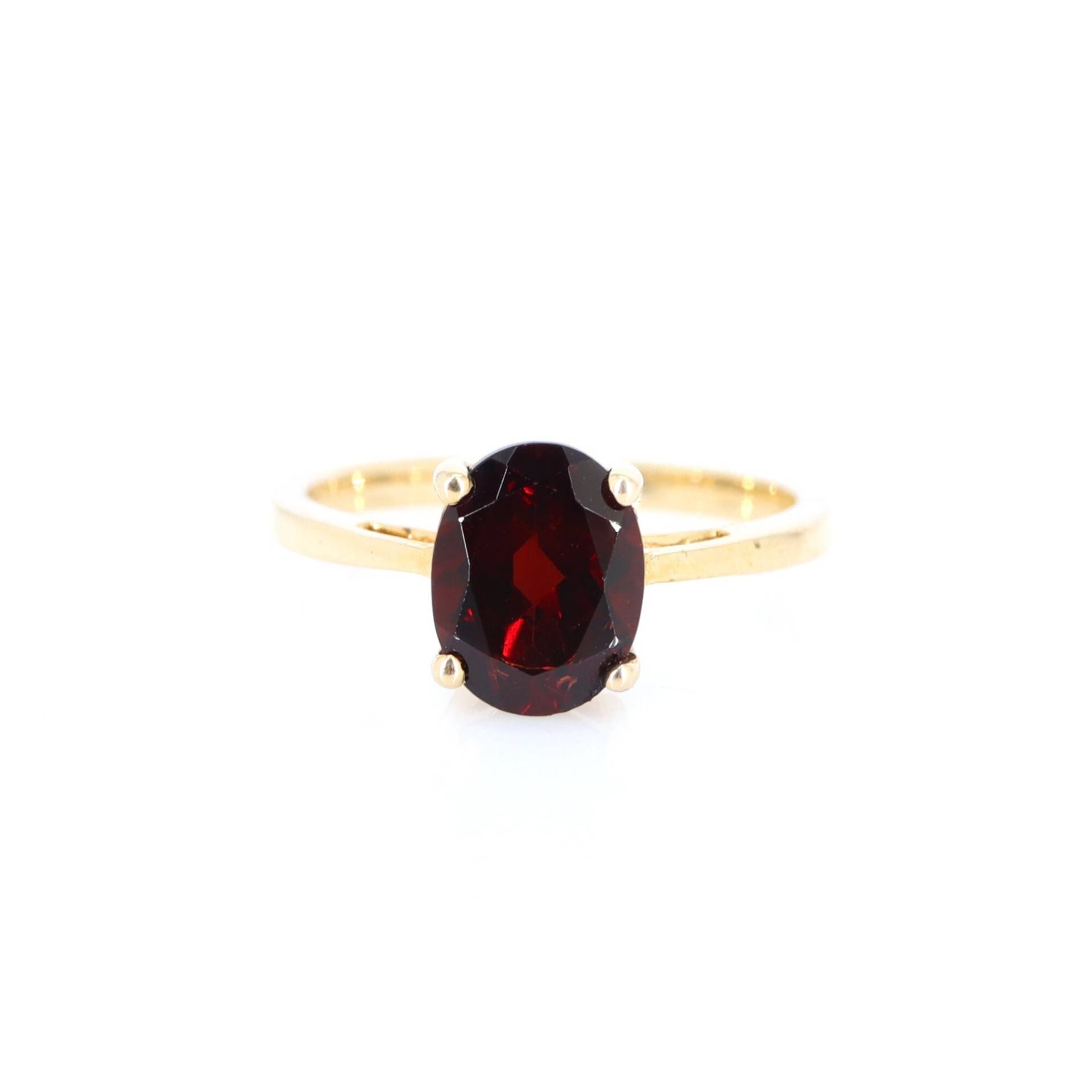 14K Massiver Gold Granat Ring, Oval Solitär Natürlicher Roter Hochzeit Brautring, Geburtsstein Stapelbarer Versprechen Ring von Shubhkrishnajewels