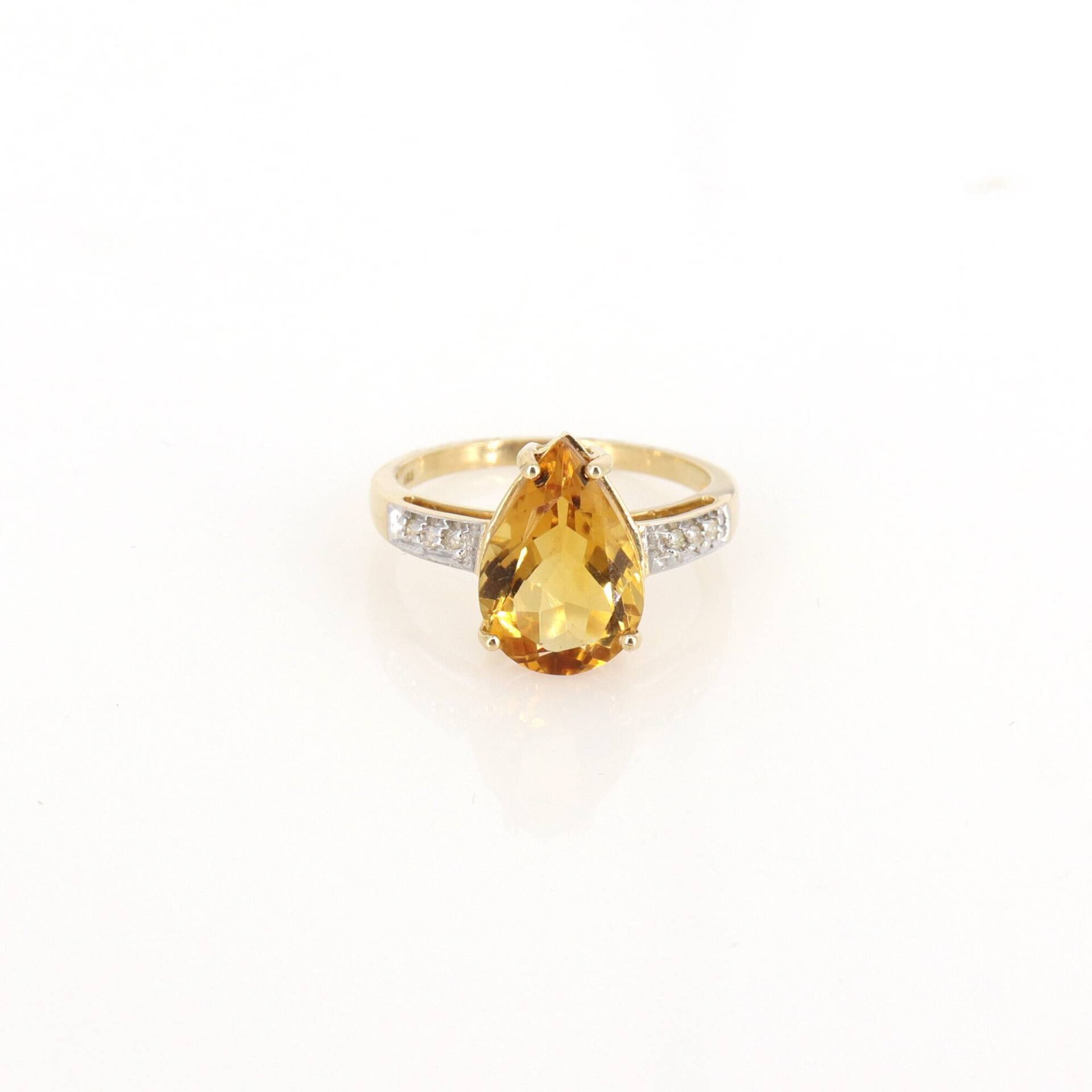 Citrin Diamant Ring, 14K Massiver Gelbgold Gold Vintage Ringe von Shubhkrishnajewels