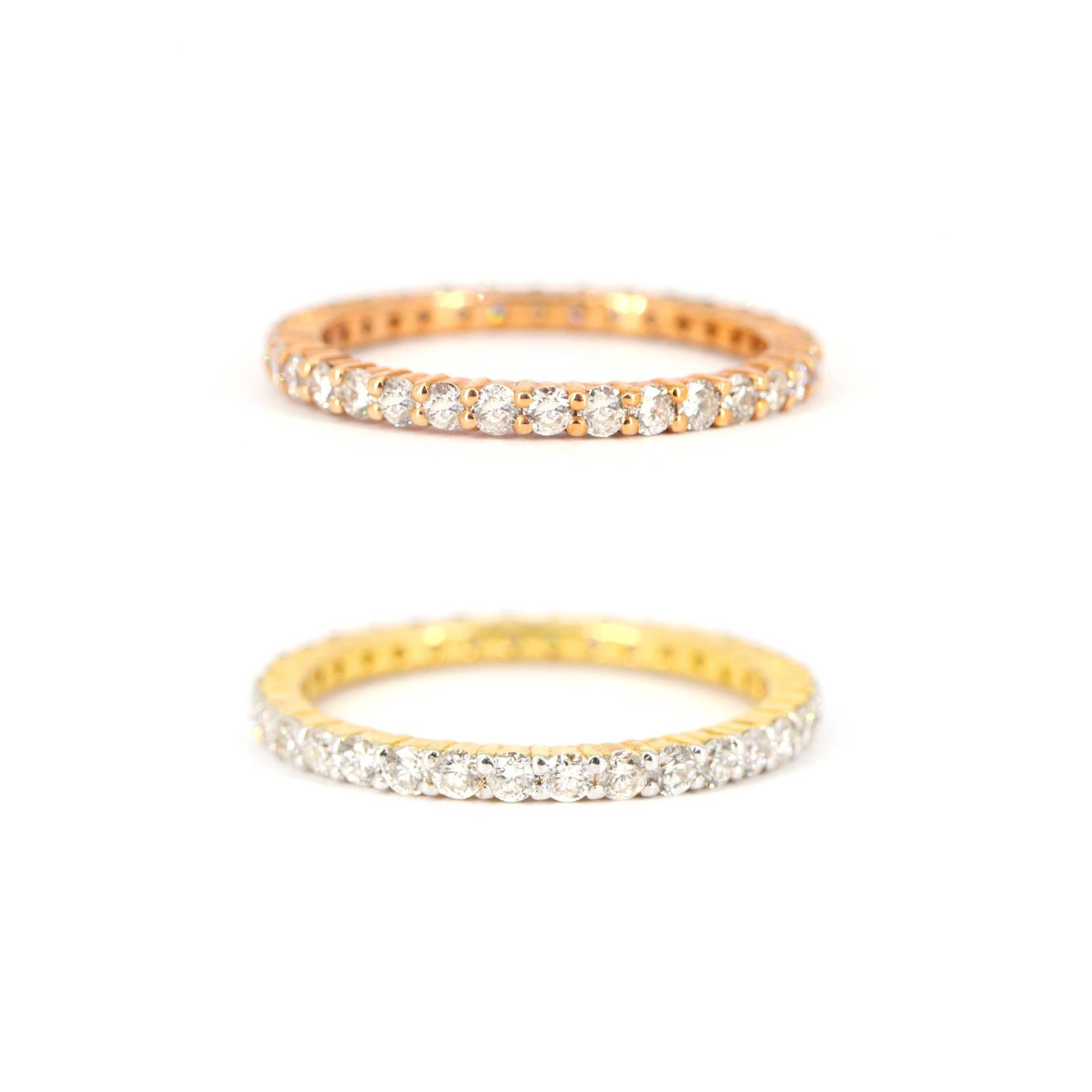 Full Eternity Promise Band, Stapelbarer Goldring, 18K Massiver Gold Diamant Ring, Minimal Zierlicher Stapeldiamant Feiner Schmuck von Shubhkrishnajewels